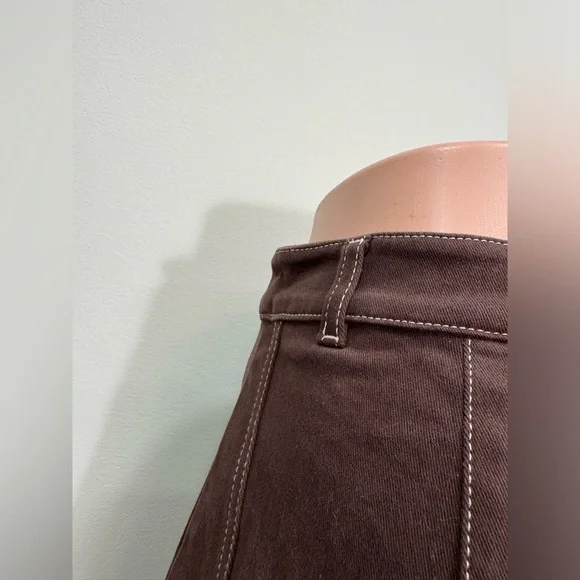 MAEVE Anthropologie Curve Cuddle Pants Dark Brown Ballon Barrel Leg Size 4 - Picture 4 of 8